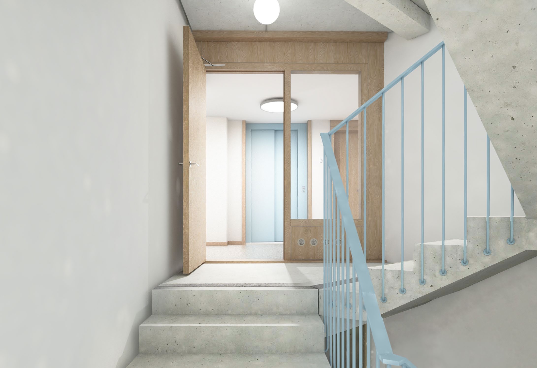 Cage d’escalier et palier d’entrée