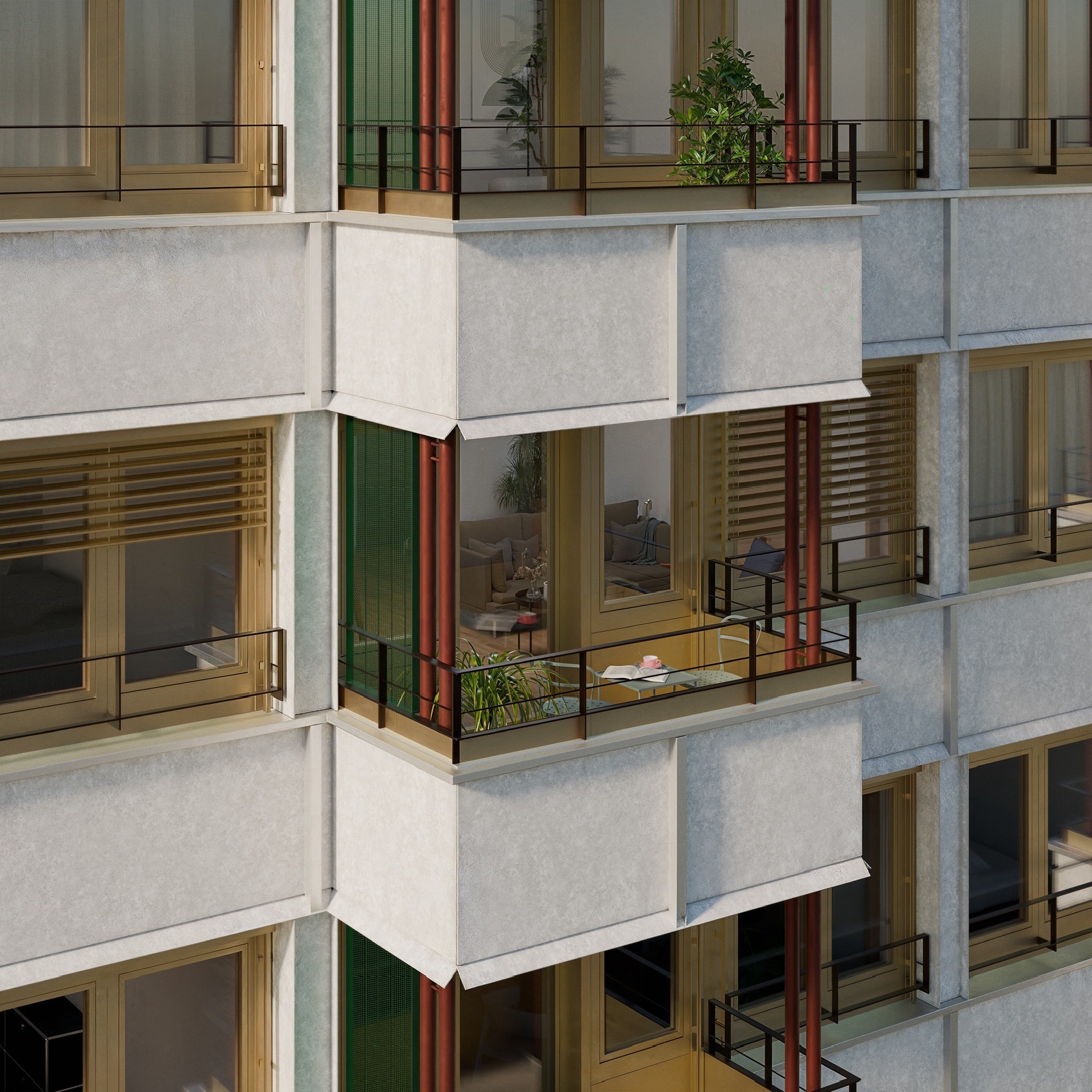 Détail d’un balcon de Valais 7 prolongeant un logement vers l’extérieur